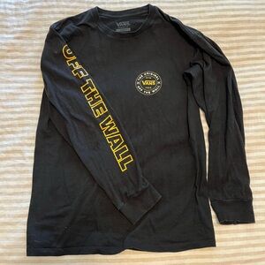 Vans Black Long Sleeve Tee with Yellow Accents